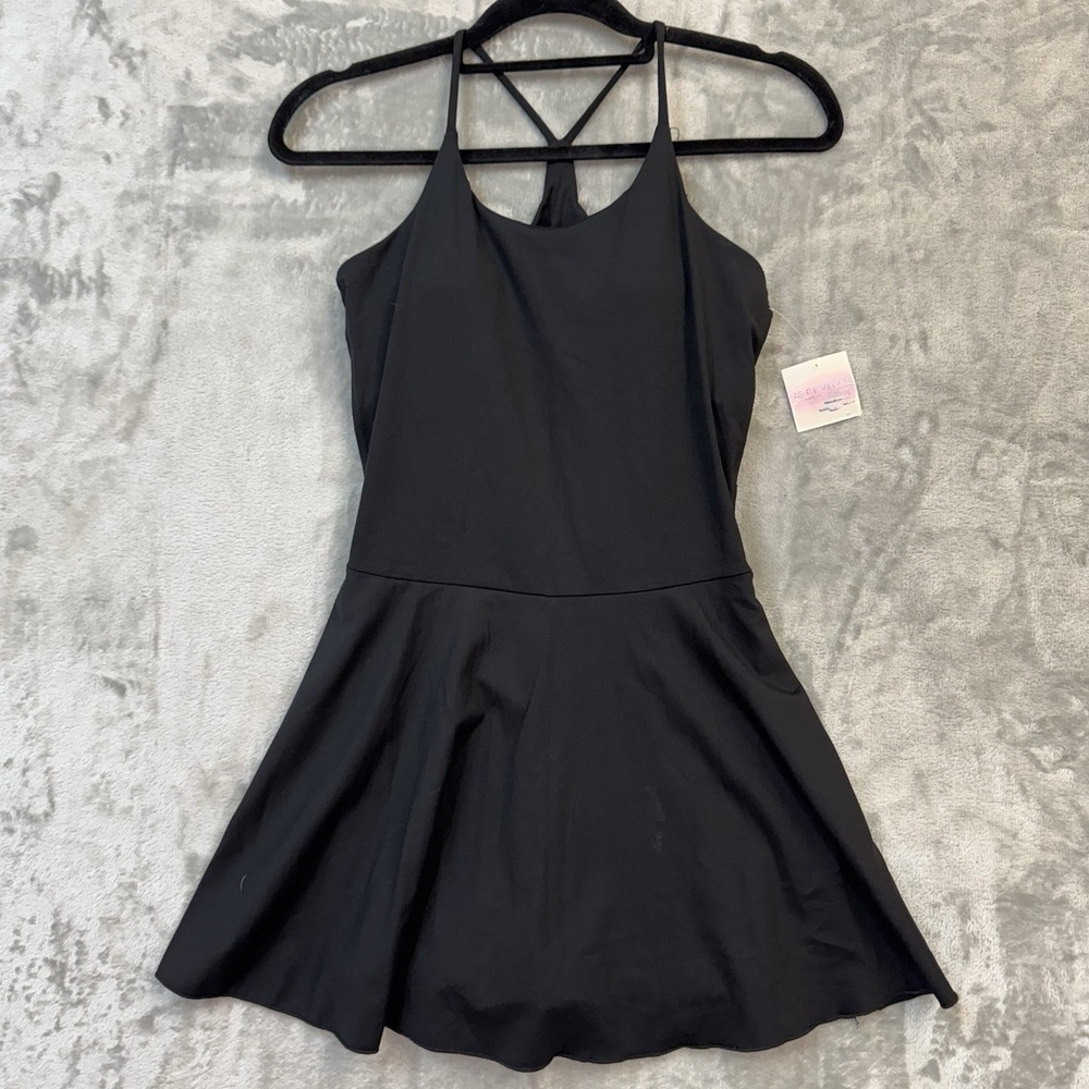 AS Revival Medium Black Athletic Dress Skort Pickleball Built In Bra Pocket NWT